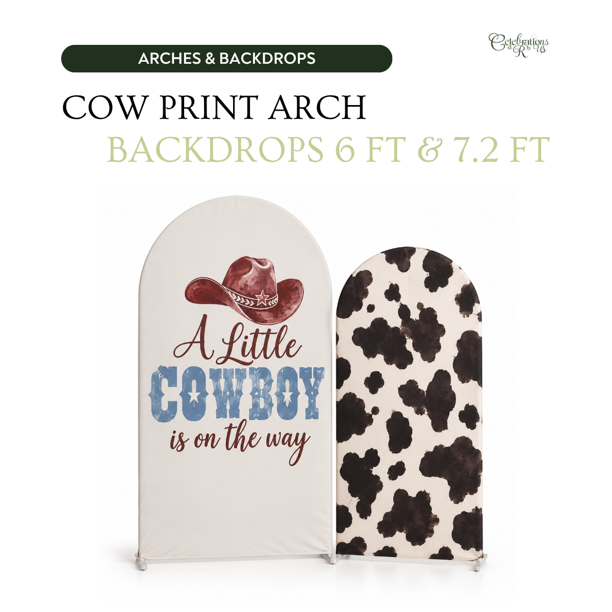 Cow Print Arch Backdrop Covers – 6 ft & 7.2 ft | Party Rentals in ...