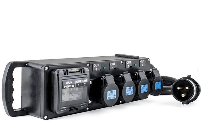 32a 1ph - 4 x 16a Distro Box | Peachy Productions AV event equipment hire