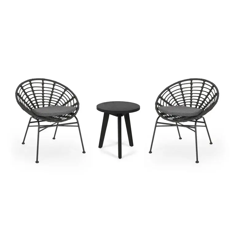 Gray Rattan Seating Set Revel & Flourish Minneapolis Event Rentals
