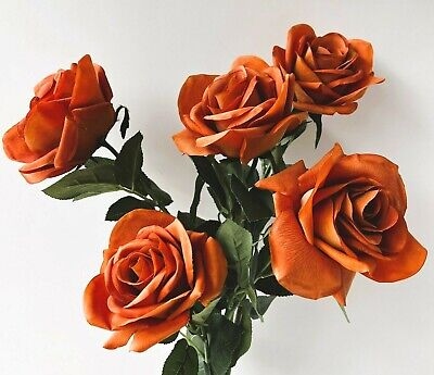 Artificial Burnt Orange Roses | Mot Designs Props