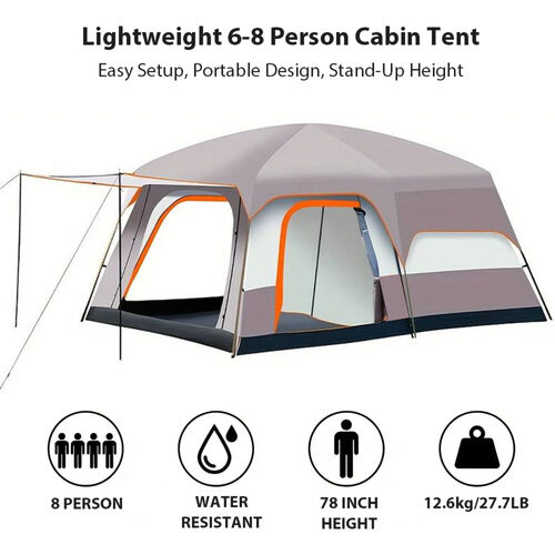 Tente familiale tunnel pour le camping de 6 à 8 personnes "YOUQI - KL-096"
