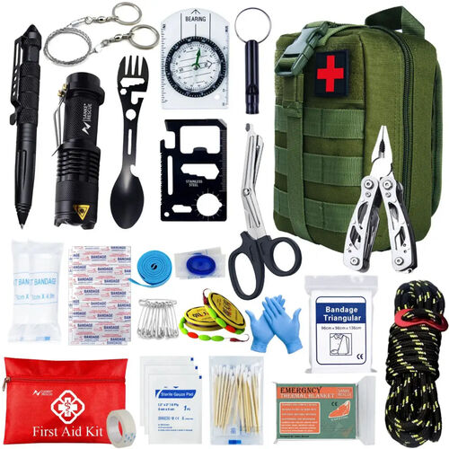 Kit de survie tactique EDC pour autodéfense et secours d