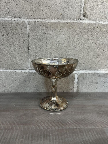 Mercury glass compote