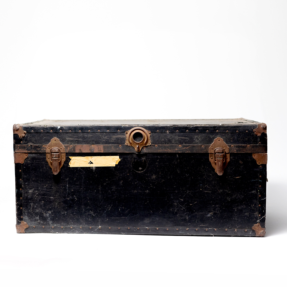 Black, Weathered Storage Shipping Trunk 1970 | Prop Haulin