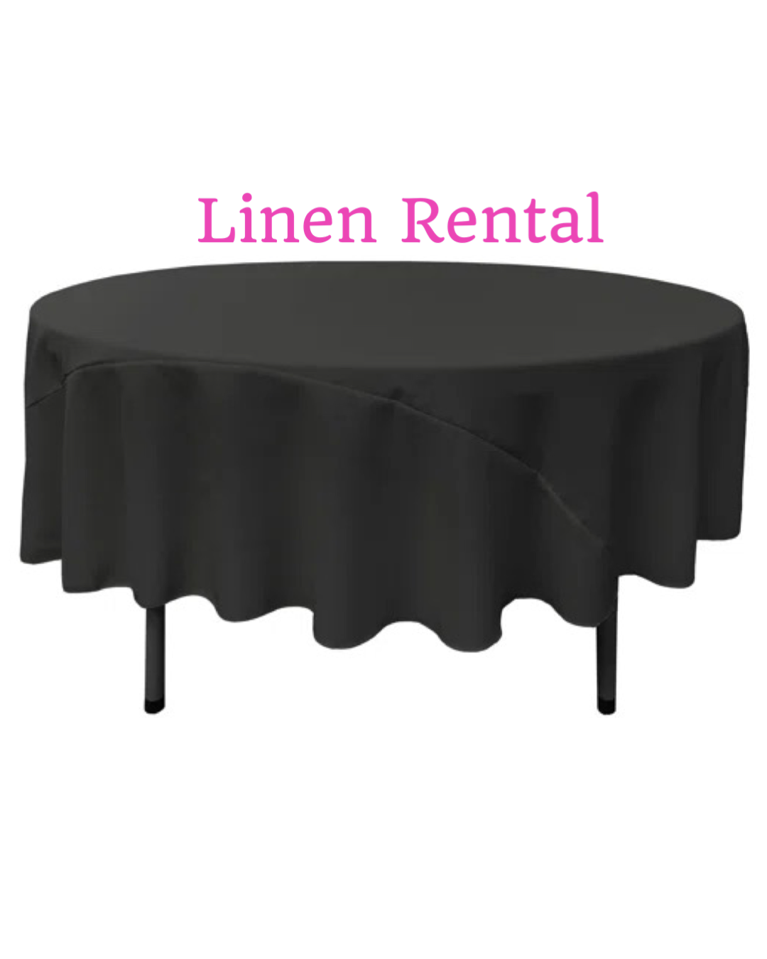 Round Table Black Linen | Gonzales Party Rentals