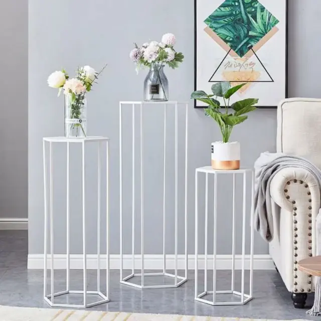 Metal Hexagon Pedestal Stand Set of 3 | Event Vibes Inc. | Event ...