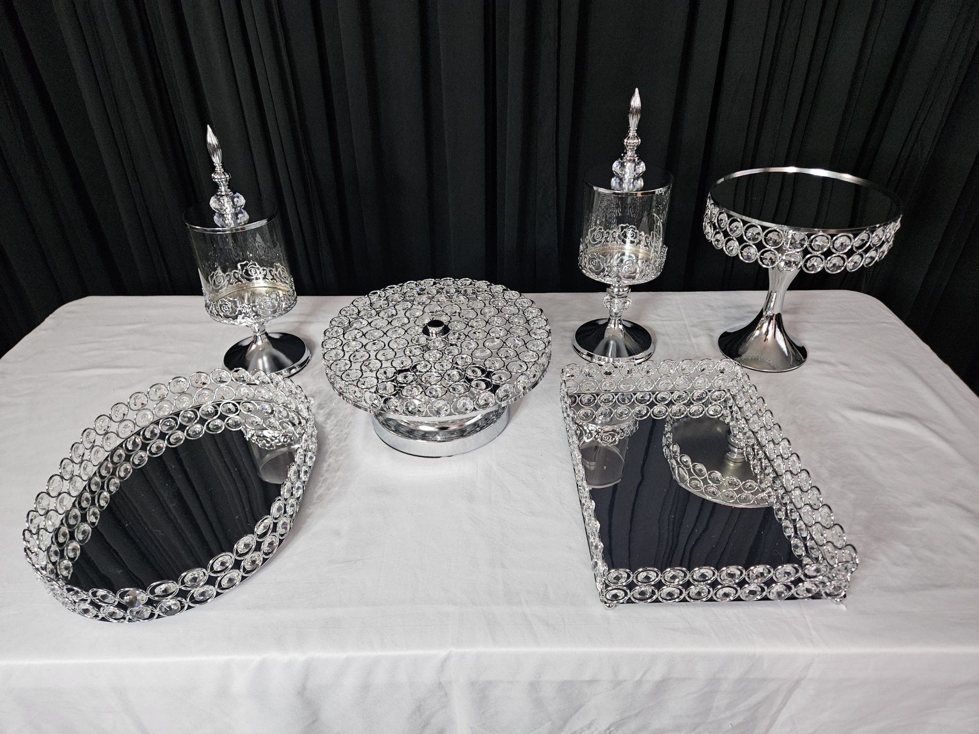 Crystal Table Display Crystal Dessert Display Set Rental | 6-Piece Dessert Table Decor | RDL ...