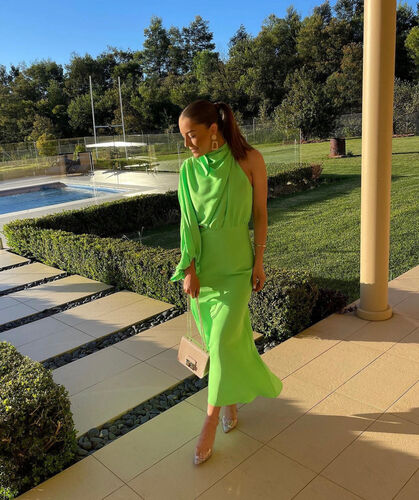 slim fit dress slacks Two-Piece Long Prom Dress with Feathers main image 1