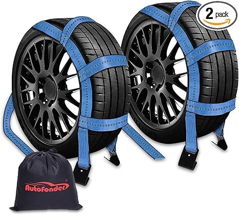 Tow Dolly Black Wheel Straps Tire Tie Down Car Hauler 13-18 Adjusting (2 Pack) - Foto 3