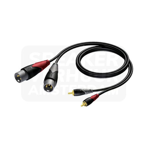 2x Tulp (RCA) naar 2x XLR male kabel - 1 meter - huren
