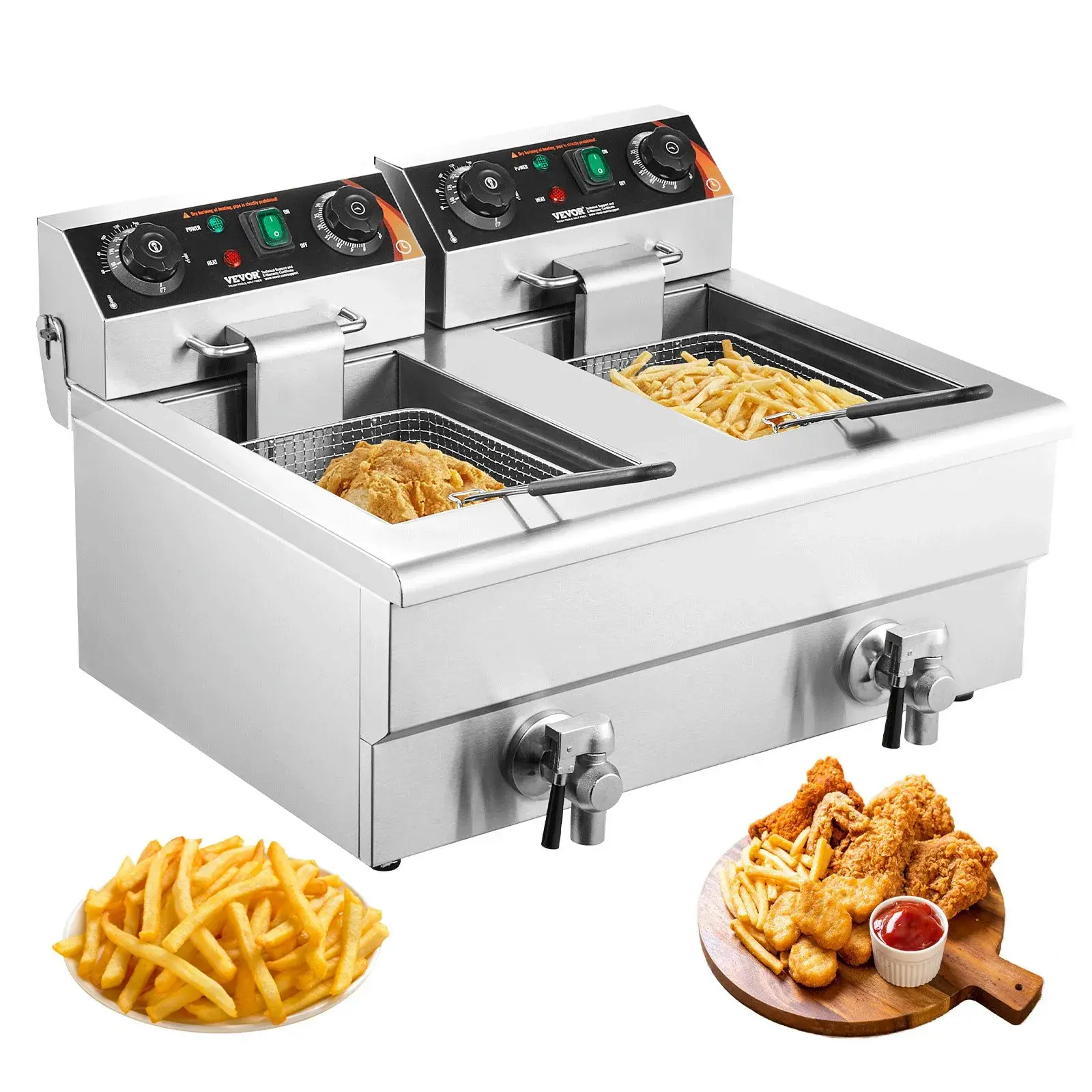 Friteuse de comptoir 1 panier électrique 9l avec vidange - 300x632x330
