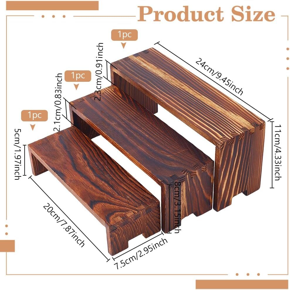 Présentoir En Bois à 3 étages - Étagerie Portable Pour Exposant, Traiteur Ou Décoration - Dimensions : 40 X 24 Cm - Design Droit Et Rustique