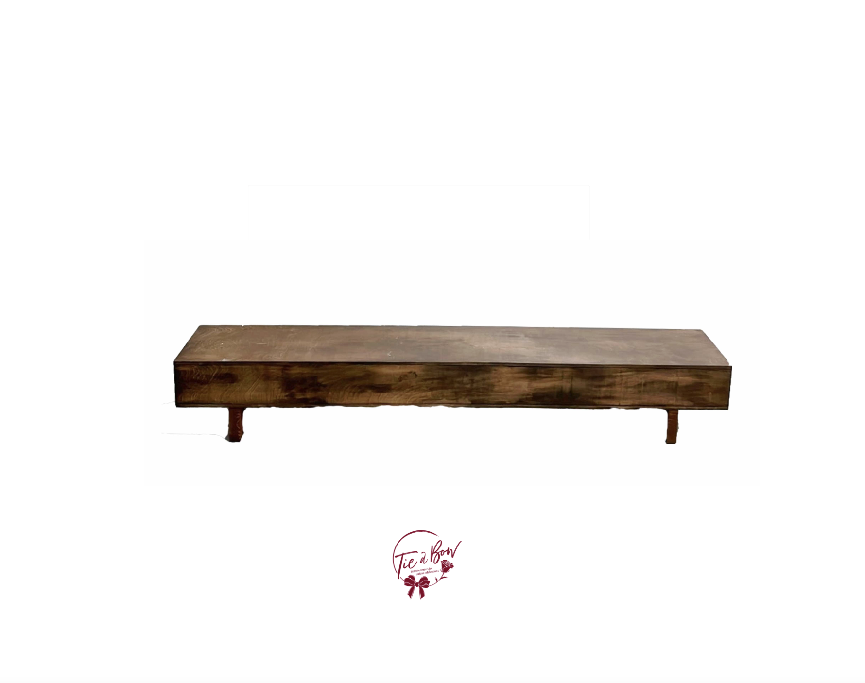 Dark Wood Floor Narrow Footed Riser | Tie a Bow Rentals