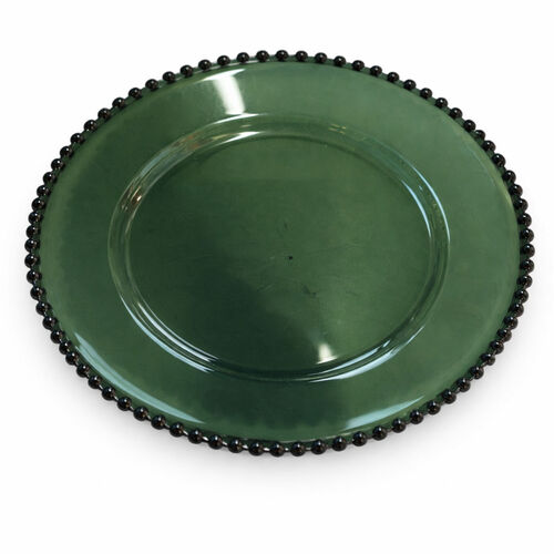 Emerald Green Beaded Charger Plate