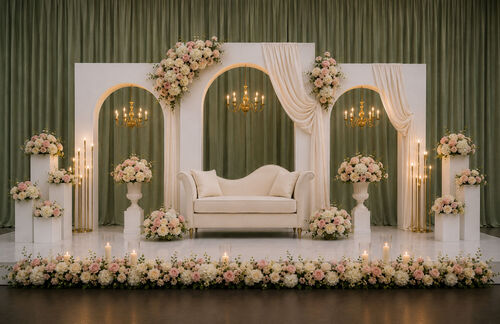 Triple arch Sage Green Grand Arch Backdrop Décor