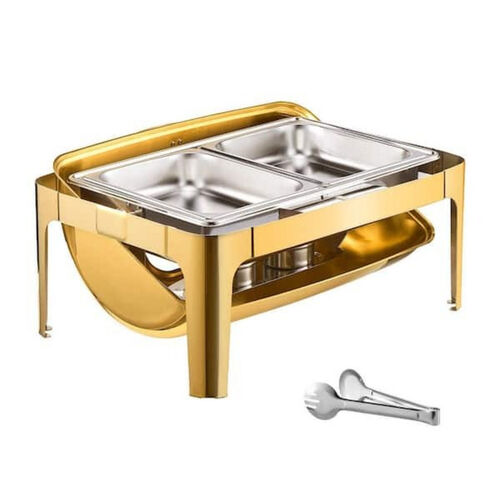 Gold Rectangular Roll-Top Chafing Dish