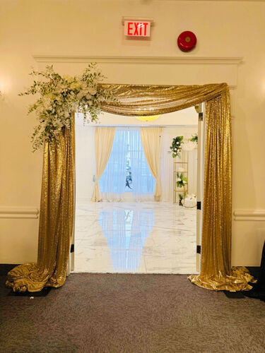 Floral-Framed Entrance Drapery