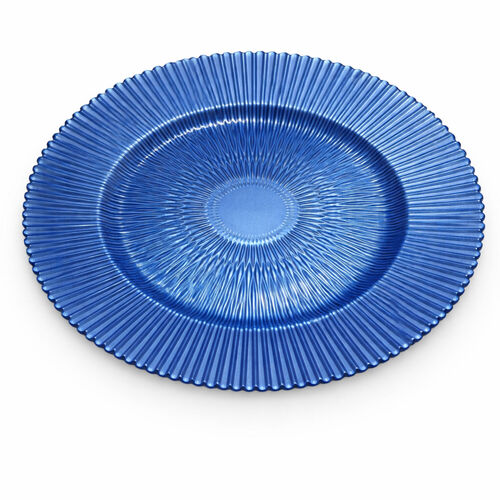Royal Blue Ribbed Charger Plate
