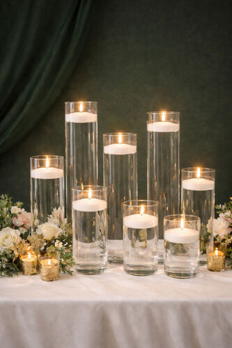 Tall Glass Candle Set for Stage Decors