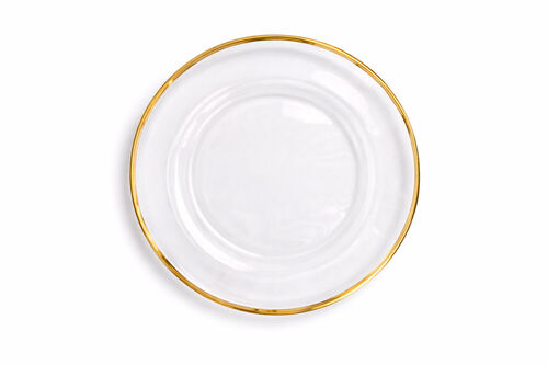 Clear Glass Dinner Plate with Gold Rim