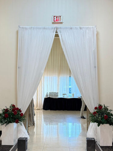 Draped Entrance with Floral Pillars