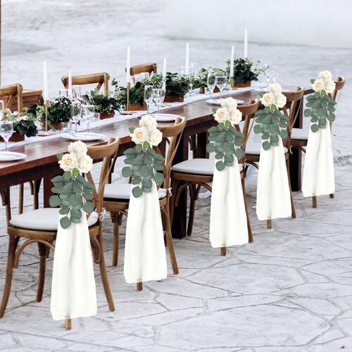 Ceremony Pew Floral Decor with Sashes