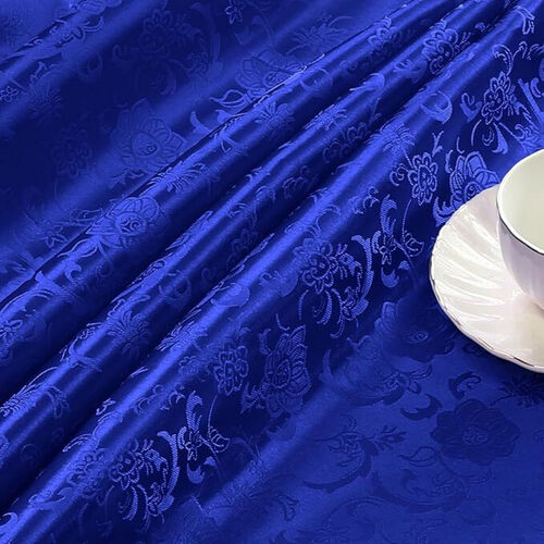 Classic Damask Jacquard Tablecloth – Dark Blue