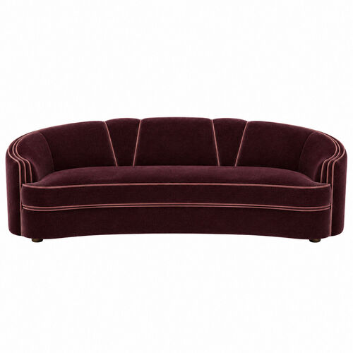 Park Avenue Sofa Wine with Dusty Rose Trim