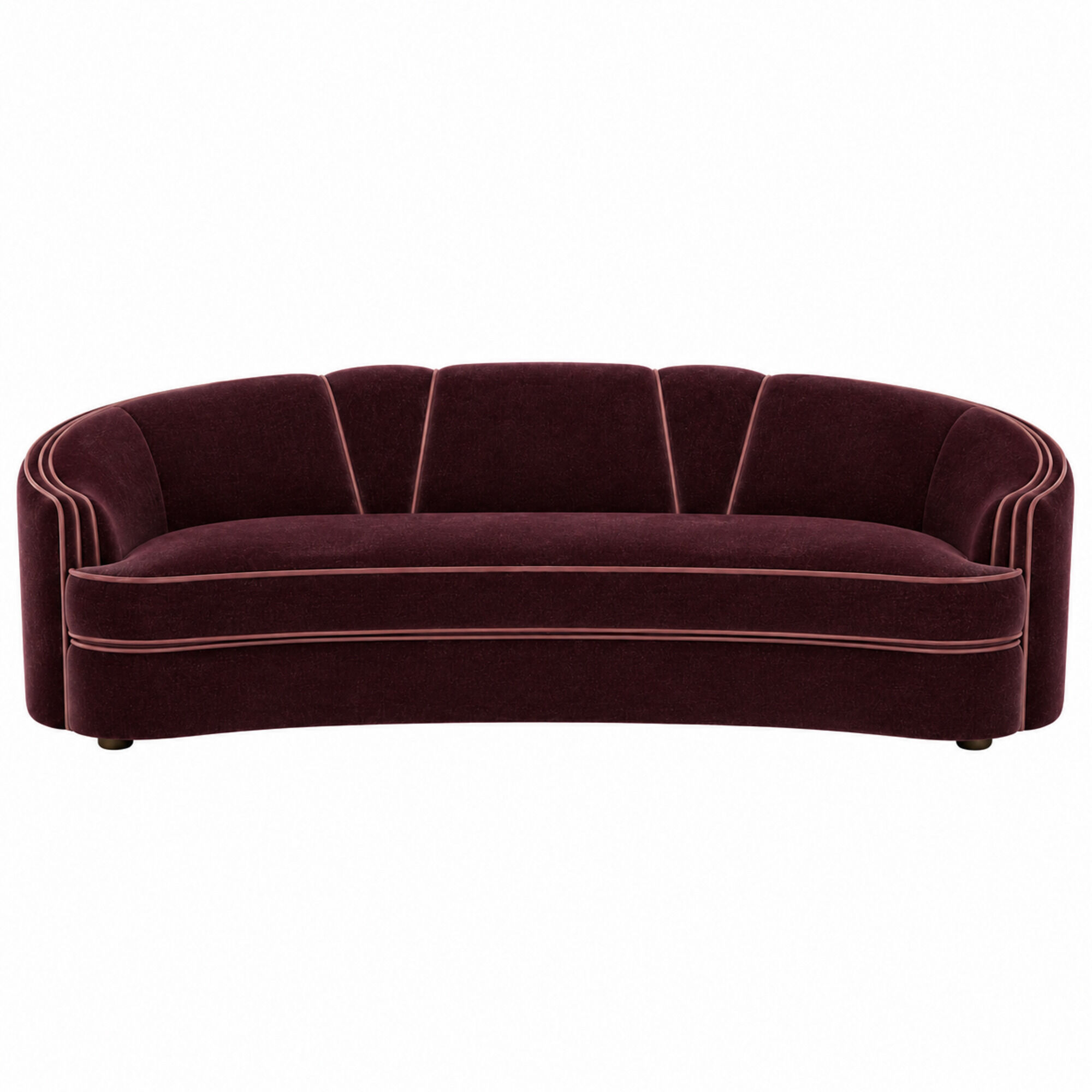 Park Avenue Sofa Wine with Dusty Rose Trim