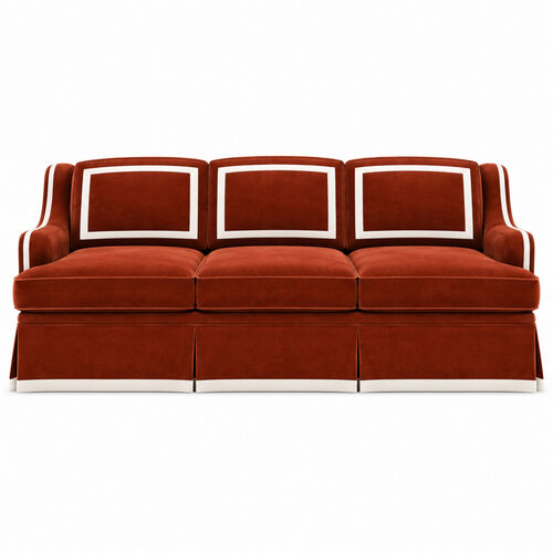 Château Sofa Burnt Orange White Trim