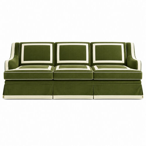Château Sofa Olive Green White Trim
