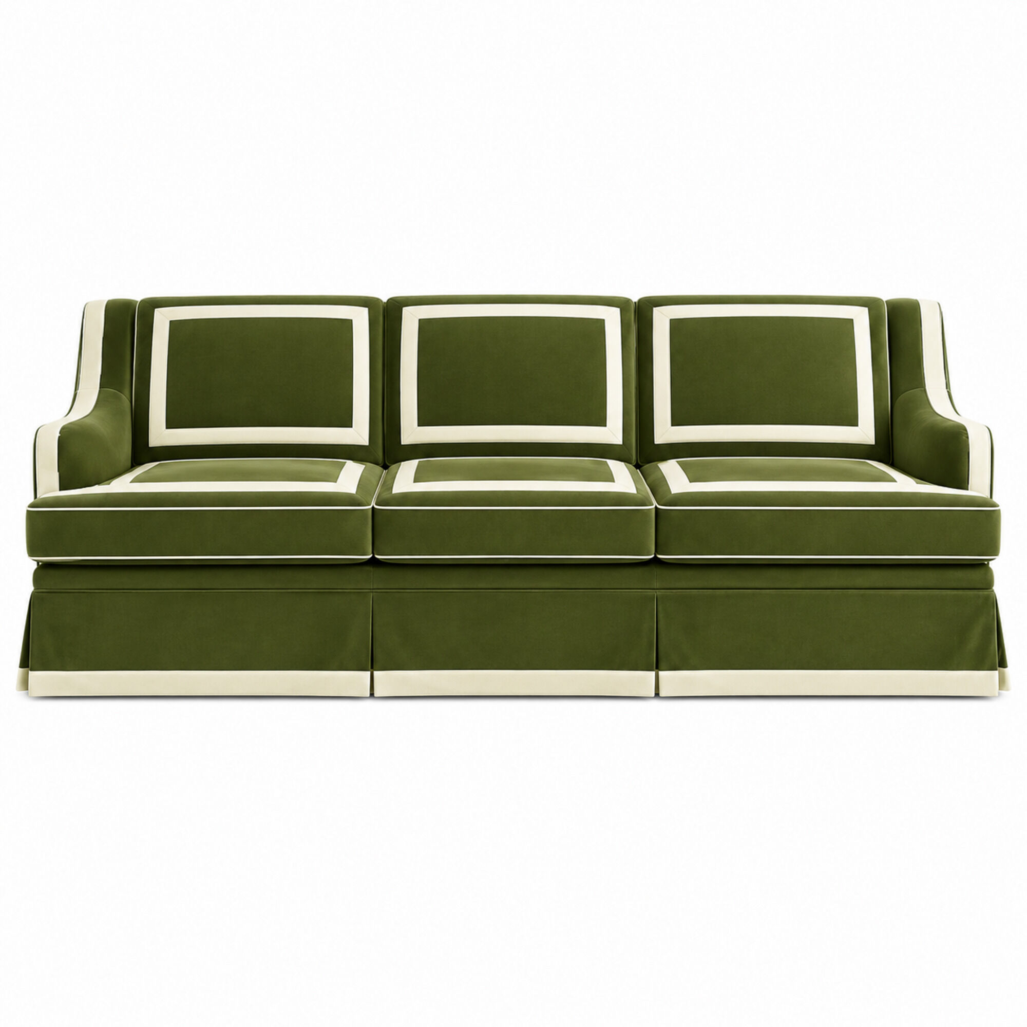 Château Sofa Olive Green White Trim