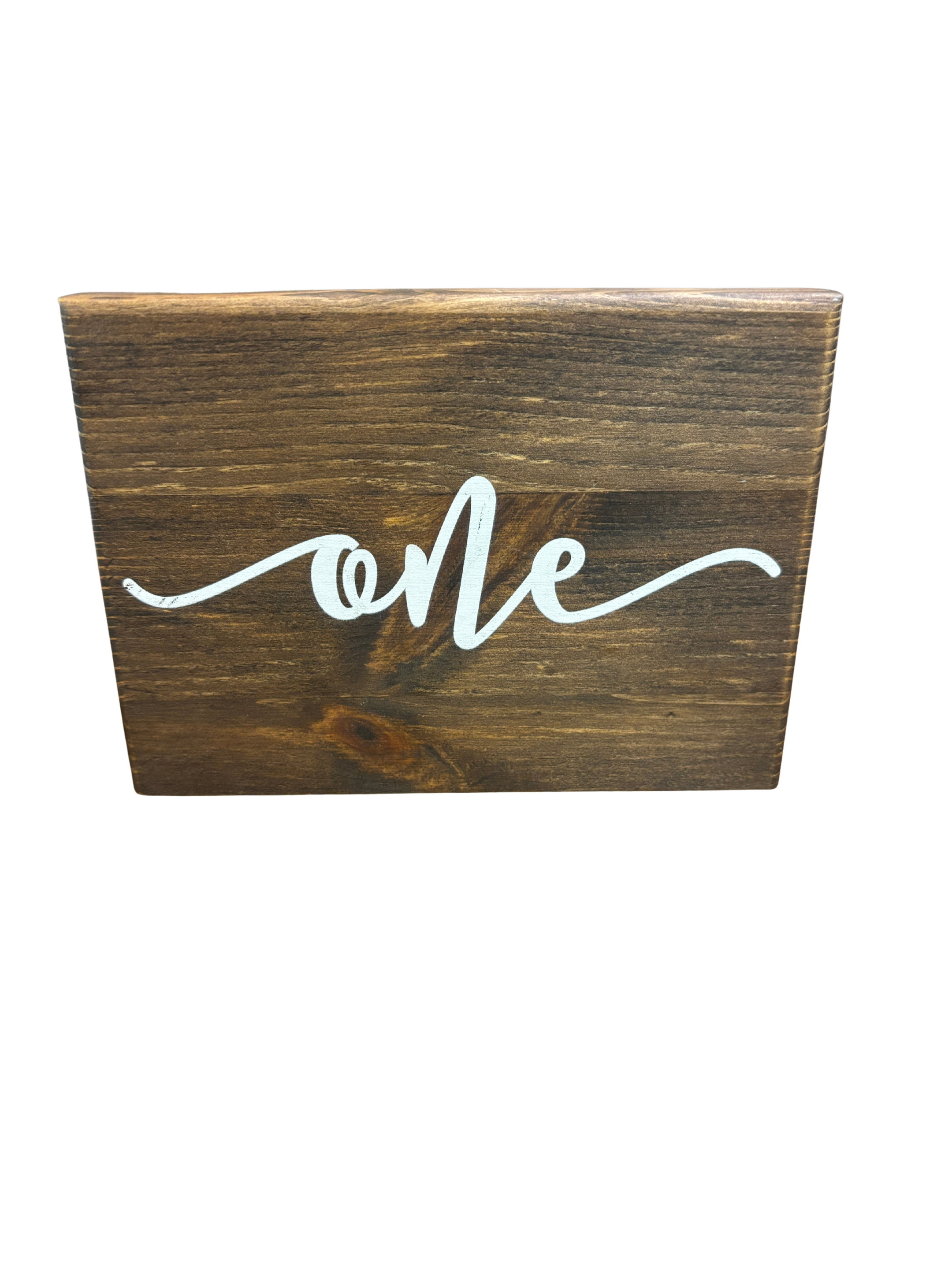 Dark Wood Cursive Table Numbers 1-45 | Old Oaks Event Rentals
