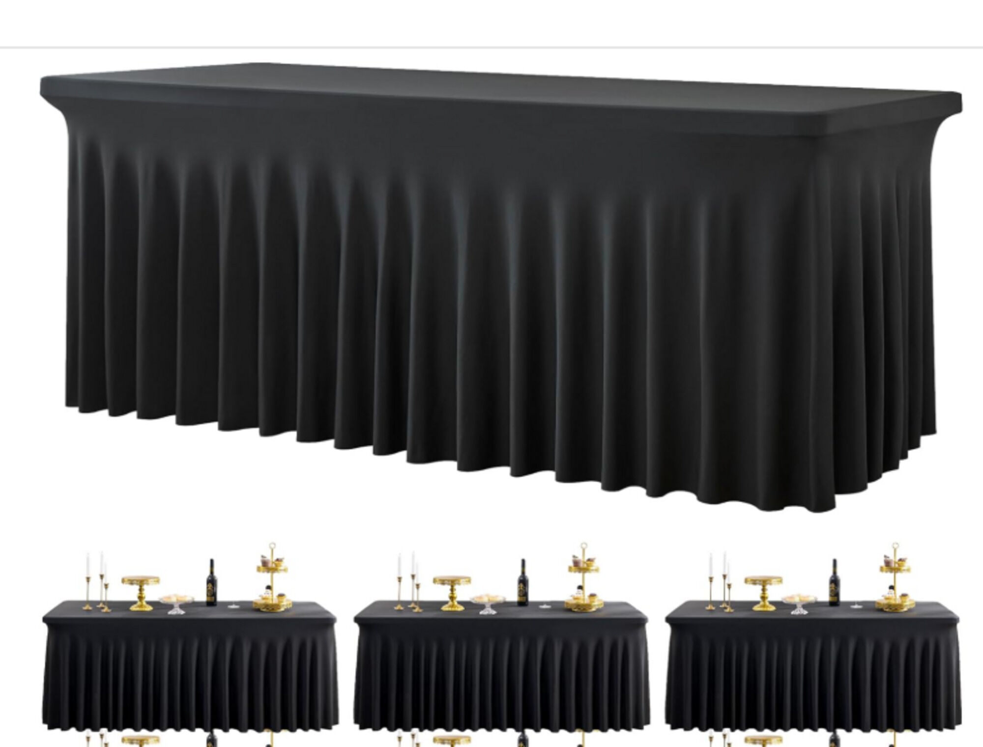 8' Rectangle Spandex Wavy Table Cover - 2