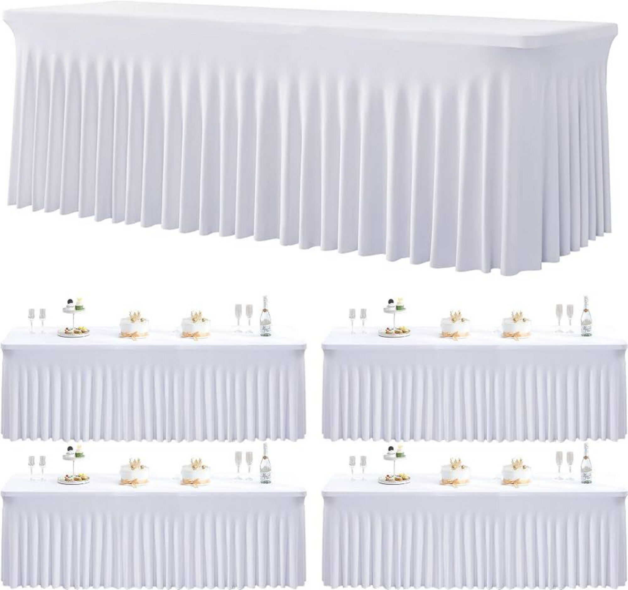 8' Rectangle Spandex Wavy Table Cover - 3