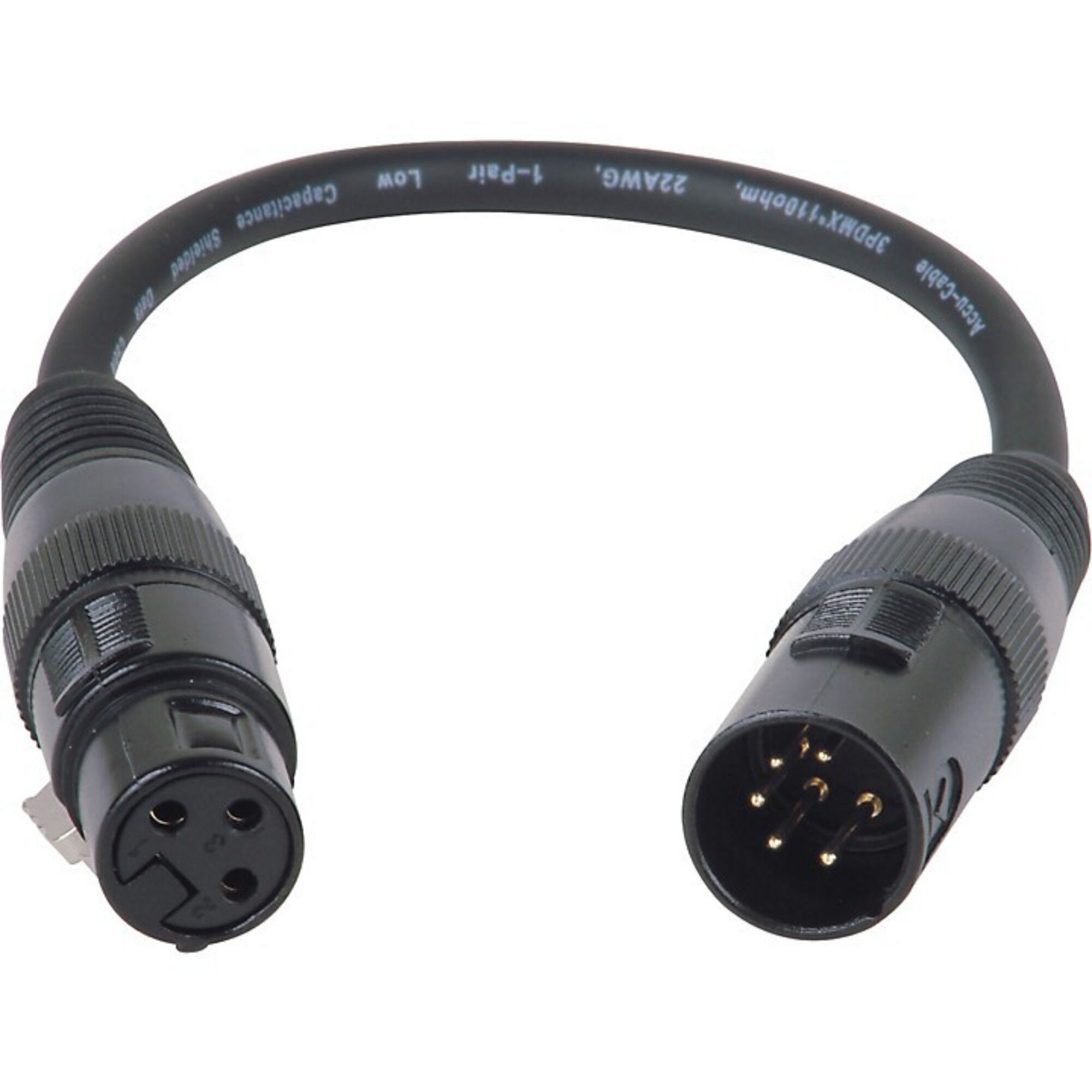 DMX 5-pin M to 3-pin Adapter F