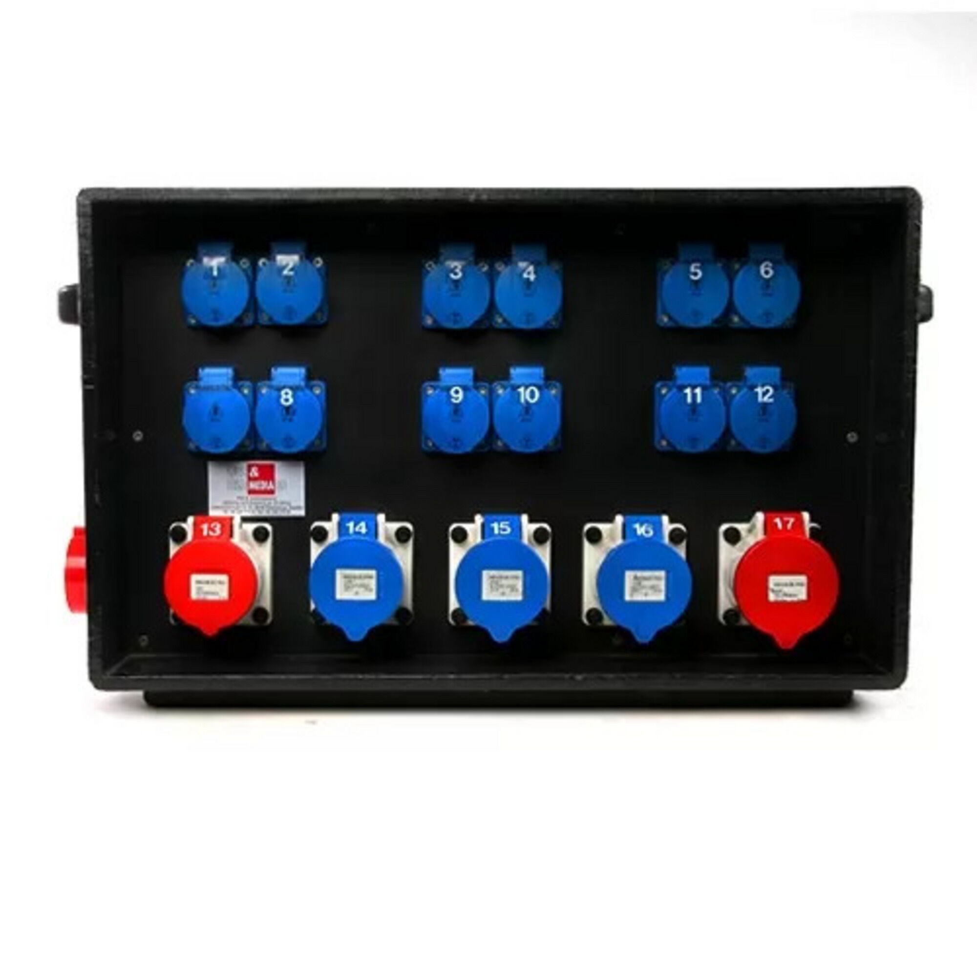 Distro Box 432 Public > 1x416 3x232 12x Schuko Digital VA Meter RCD Looped