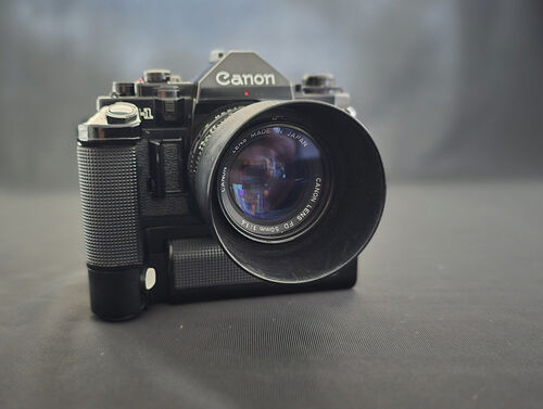Canon A-1 Film Camera Body with Autowinder and 50mm FD Normal Lens - Canon A-1 35mm Film Camera - Normal Rate