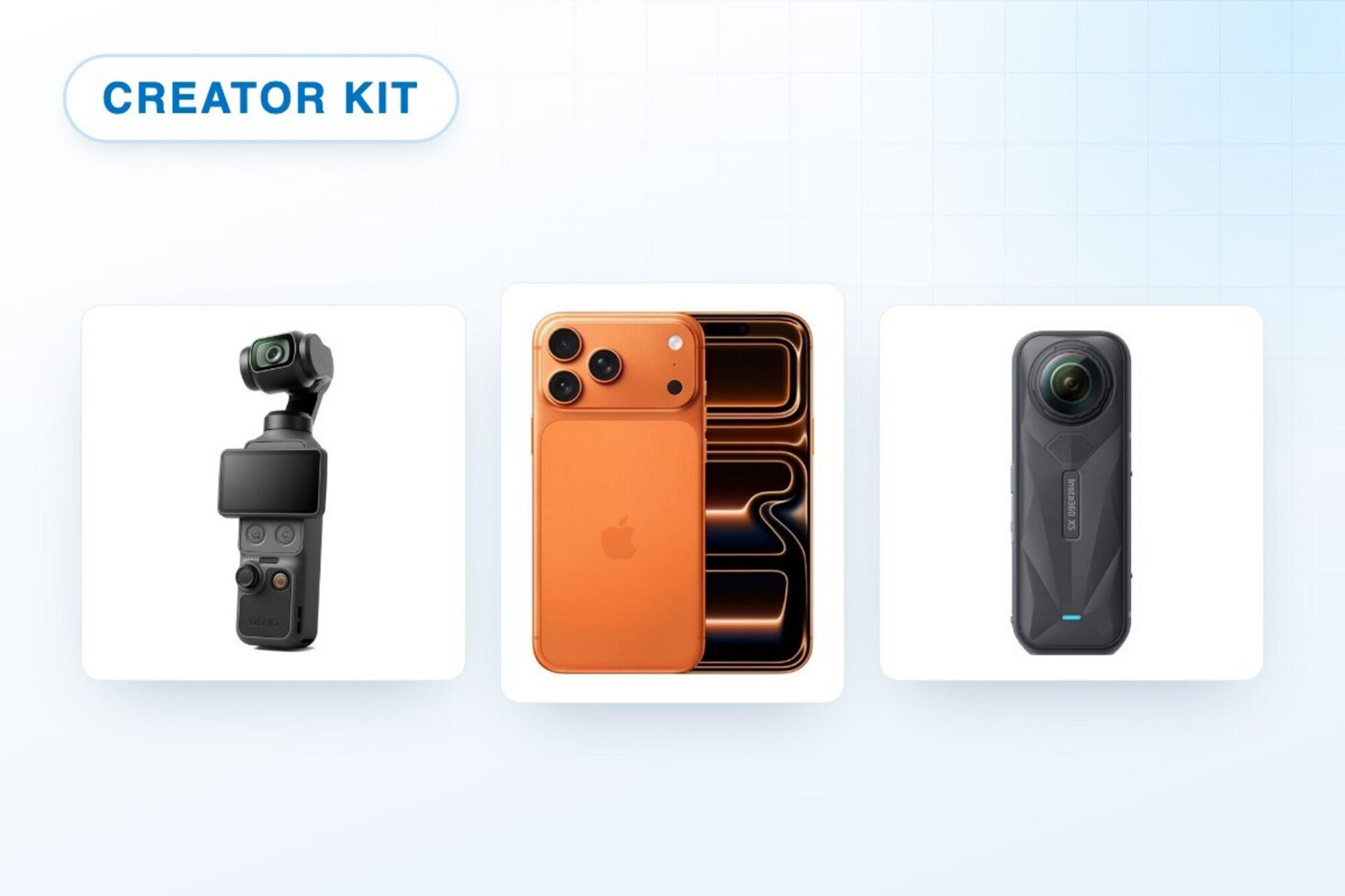 DJI Osmo Pocket 4, iPhone 17 Pro Max, and Insta360 X5 creator kit rental in Toronto
