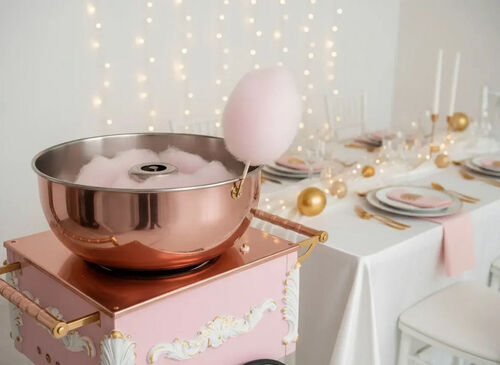 Cotton candy cart setup for a Posh & Pop party